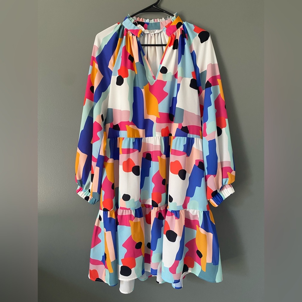 Crosby by Mollie Burch Colorful Spring Long Sleeve Arcade Dress Womens Small